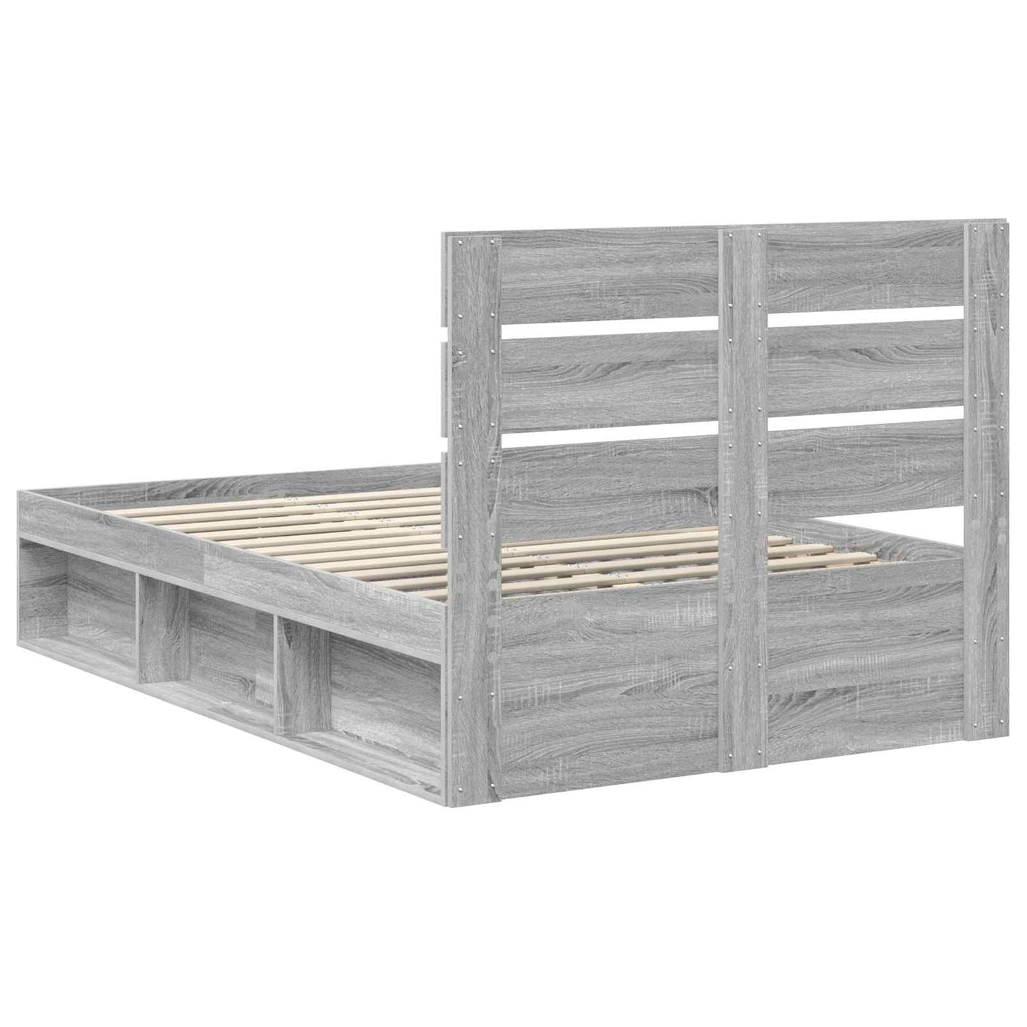 vidaXL Bed Frame Grey Sonoma 135 x 190 cm Solid Pine Wood