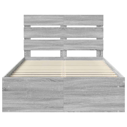 vidaXL Bed Frame Grey Sonoma 135 x 190 cm Solid Pine Wood