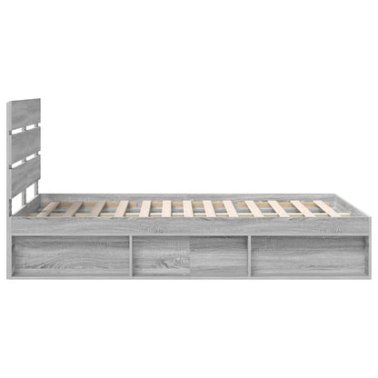 vidaXL Bed Frame Grey Sonoma 135 x 190 cm Solid Pine Wood