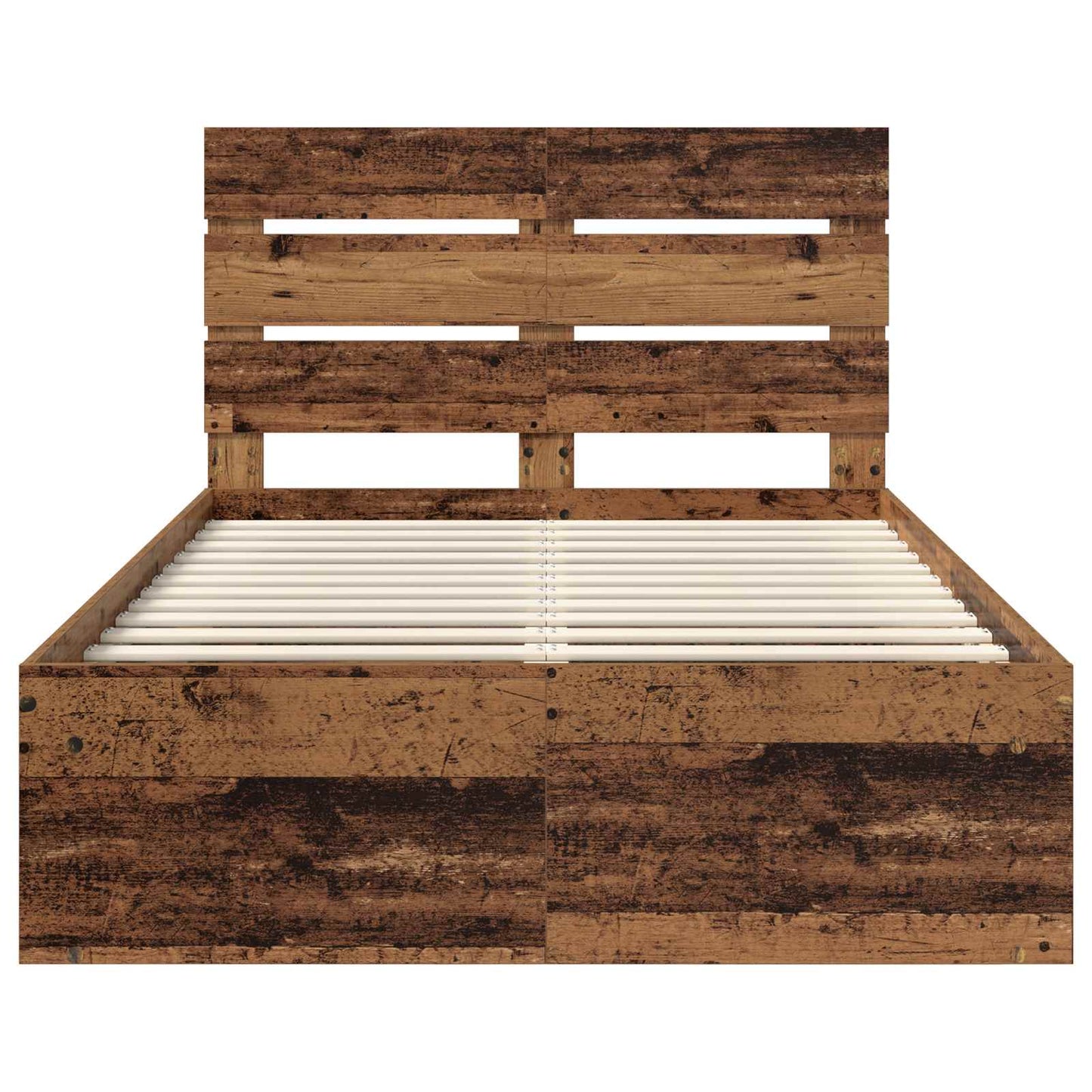 vidaXL Bed Frame with Headboard Old Wood 135 x 190 cm Solid Pine Wood