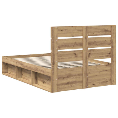 vidaXL Bed Frame Artisian Oak 135 x 190 cm Solid Pine Wood