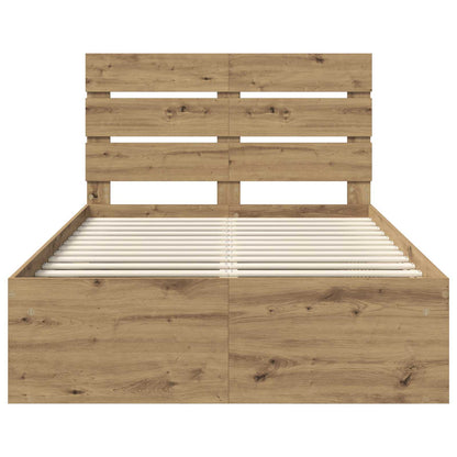 vidaXL Bed Frame Artisian Oak 135 x 190 cm Solid Pine Wood