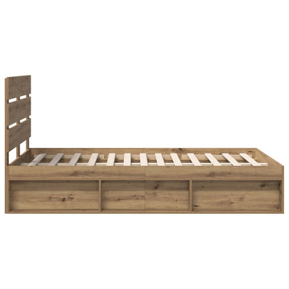 vidaXL Bed Frame Artisian Oak 135 x 190 cm Solid Pine Wood
