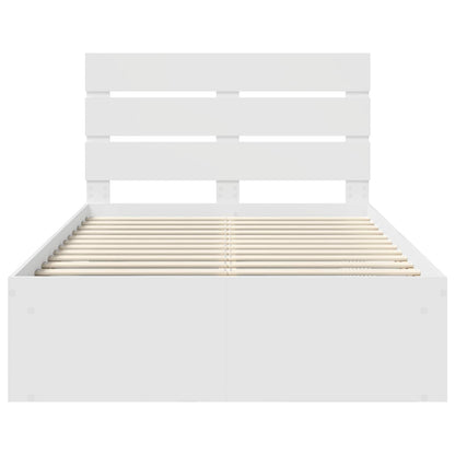 vidaXL Bed Frame with Headboard White 120 x 200 cm Solid Pine Wood