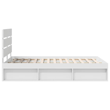 vidaXL Bed Frame with Headboard White 120 x 200 cm Solid Pine Wood
