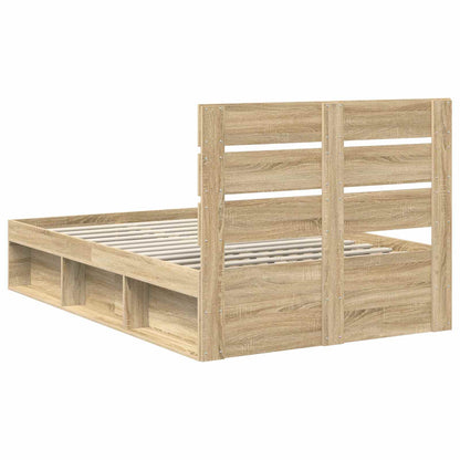 vidaXL Bed Frame with Headboard Sonoma 120 x 200 cm Solid Pine Wood