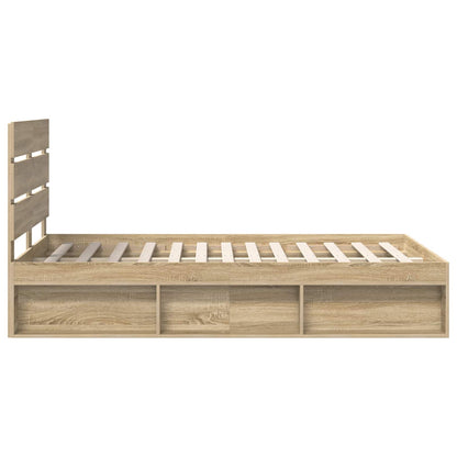 vidaXL Bed Frame with Headboard Sonoma 120 x 200 cm Solid Pine Wood