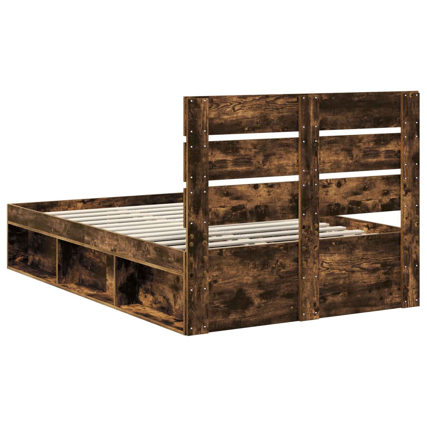 vidaXL Bed Frame Smoked Oak 120 x 200 cm Solid Pine Wood