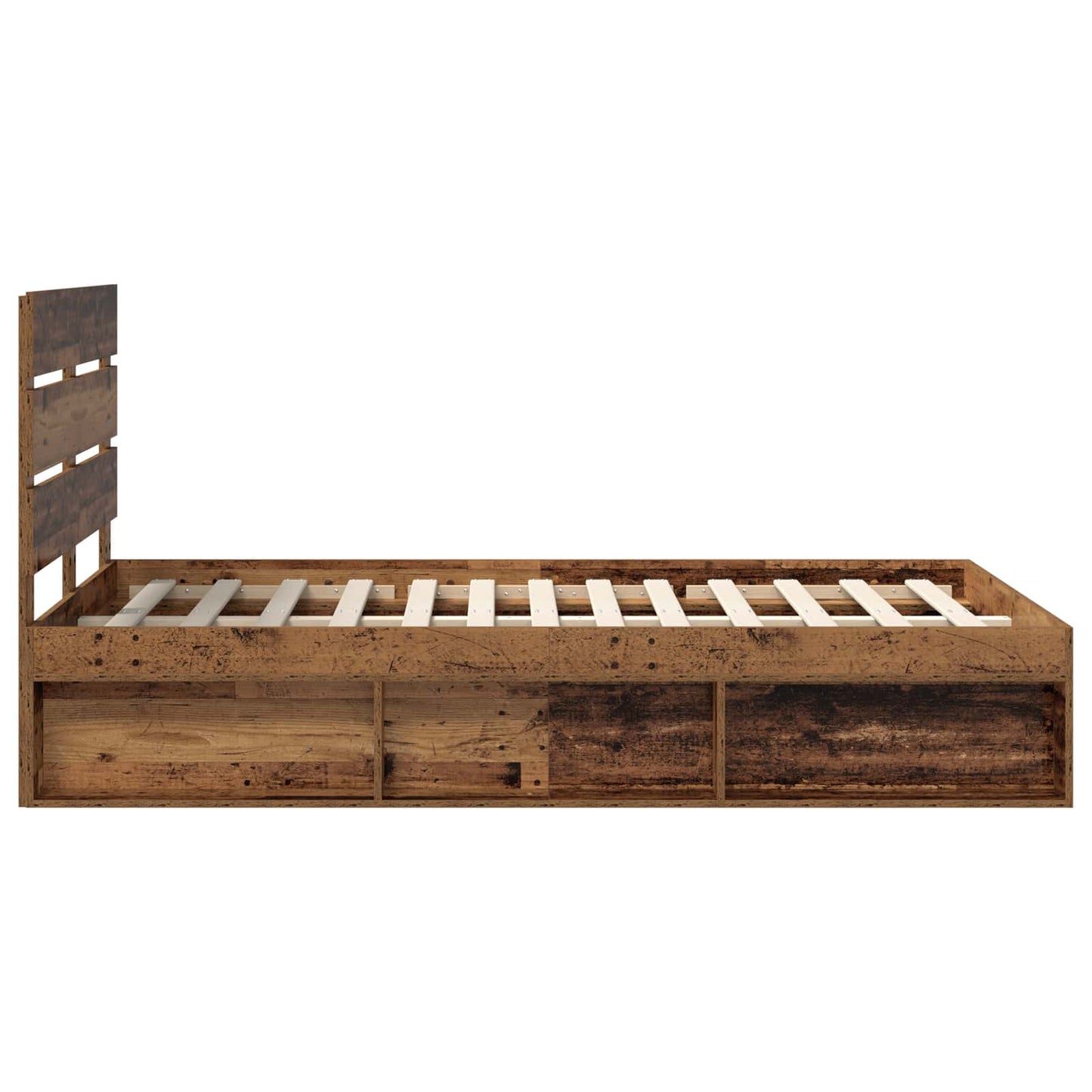 vidaXL Bed Frame with Headboard Old Wood 120 x 200 cm Solid Pine Wood