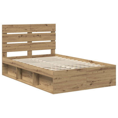 vidaXL Bed Frame Artisian Oak 120 x 200 cm Solid Pine Wood