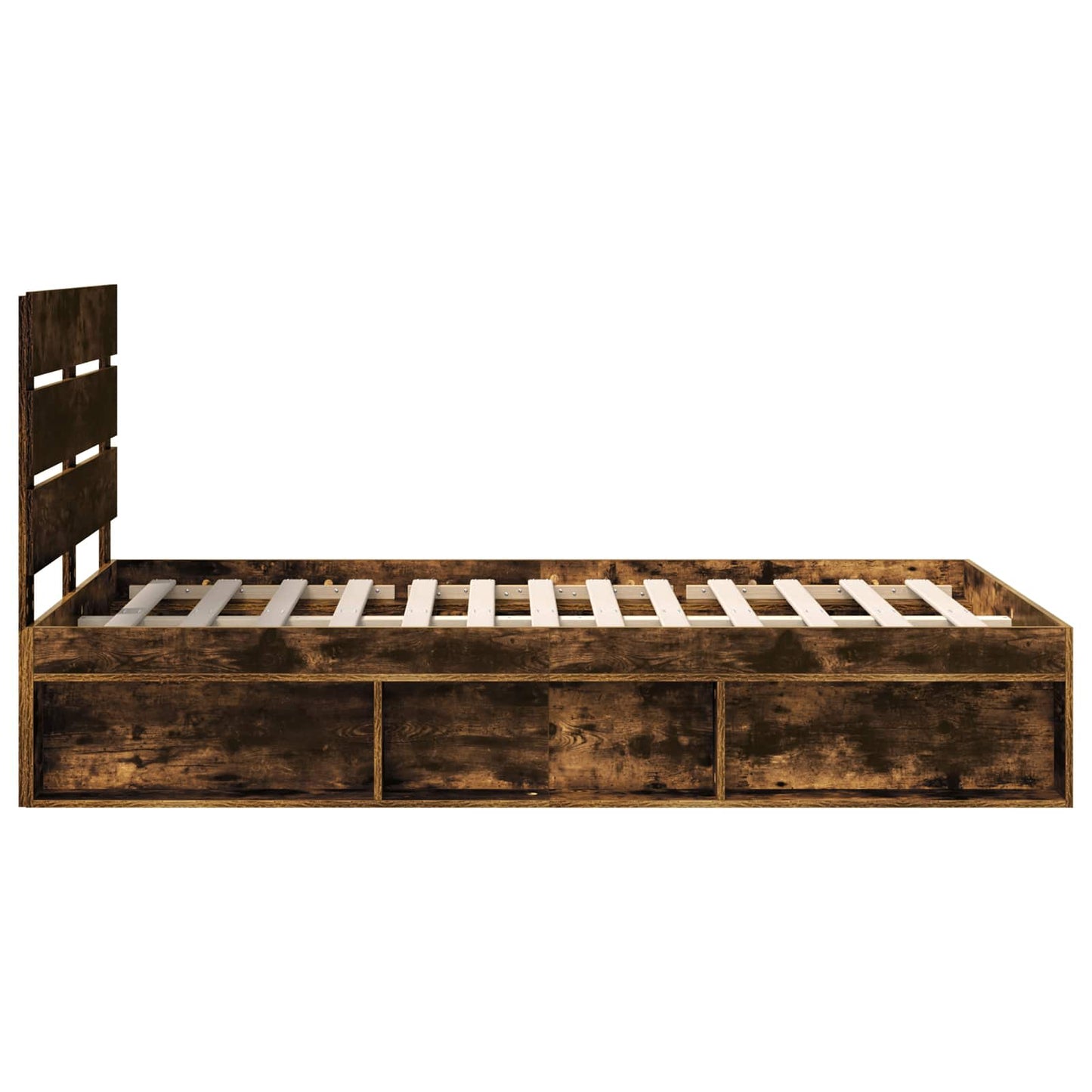 vidaXL Bed Frame Smoked Oak 120 x 190 cm Solid Pine Wood