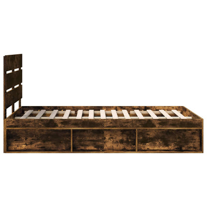 vidaXL Bed Frame Smoked Oak 120 x 190 cm Solid Pine Wood