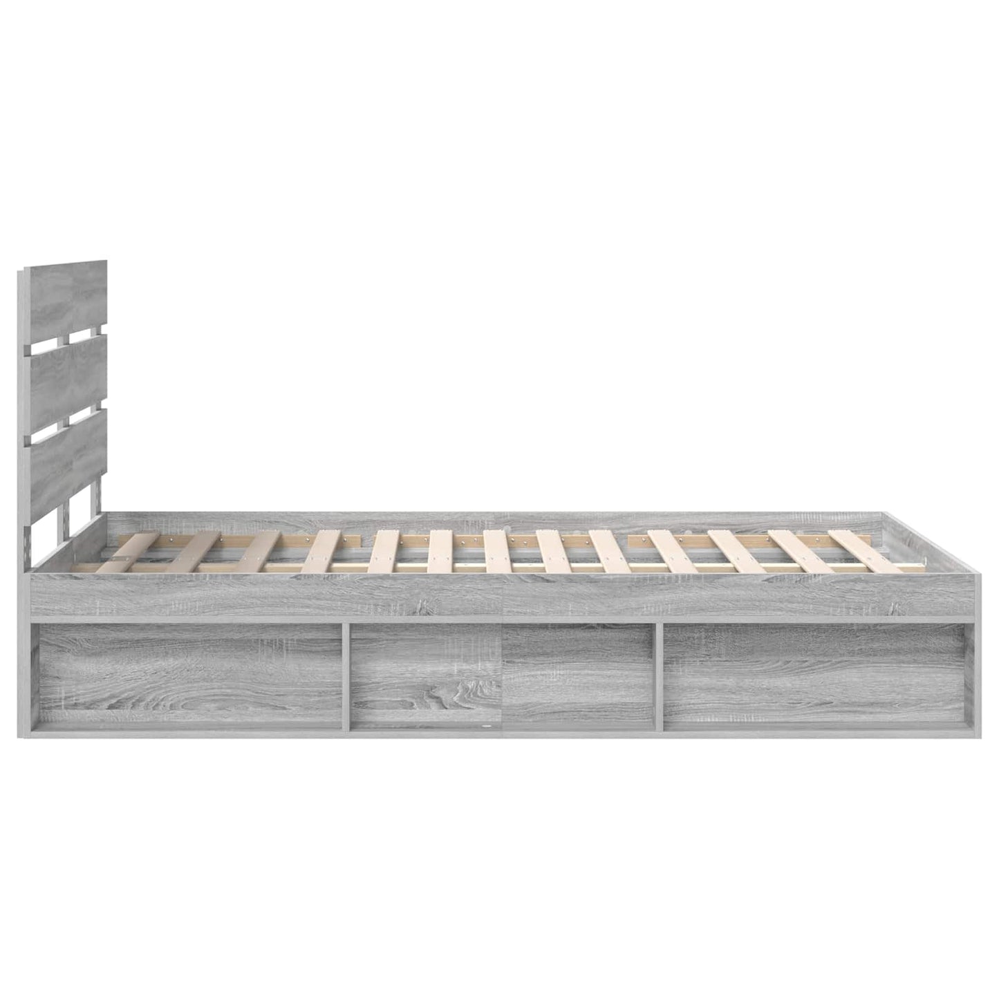 vidaXL Bed Frame Grey Sonoma 120 x 190 cm Solid Pine Wood