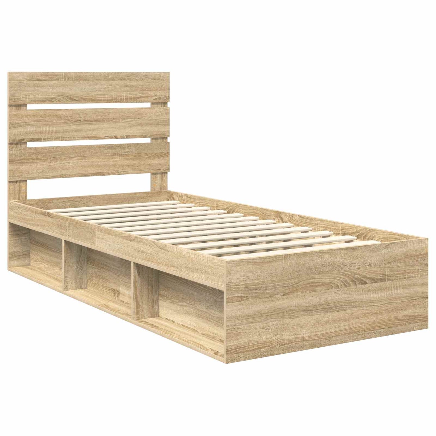 vidaXL Bed Frame with Headboard Sonoma 100 x 200 cm Solid Pine Wood