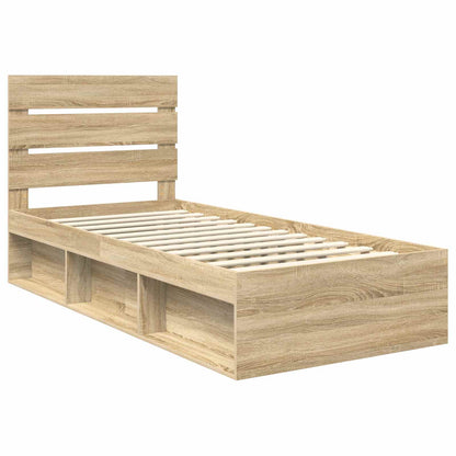 vidaXL Bed Frame with Headboard Sonoma 100 x 200 cm Solid Pine Wood