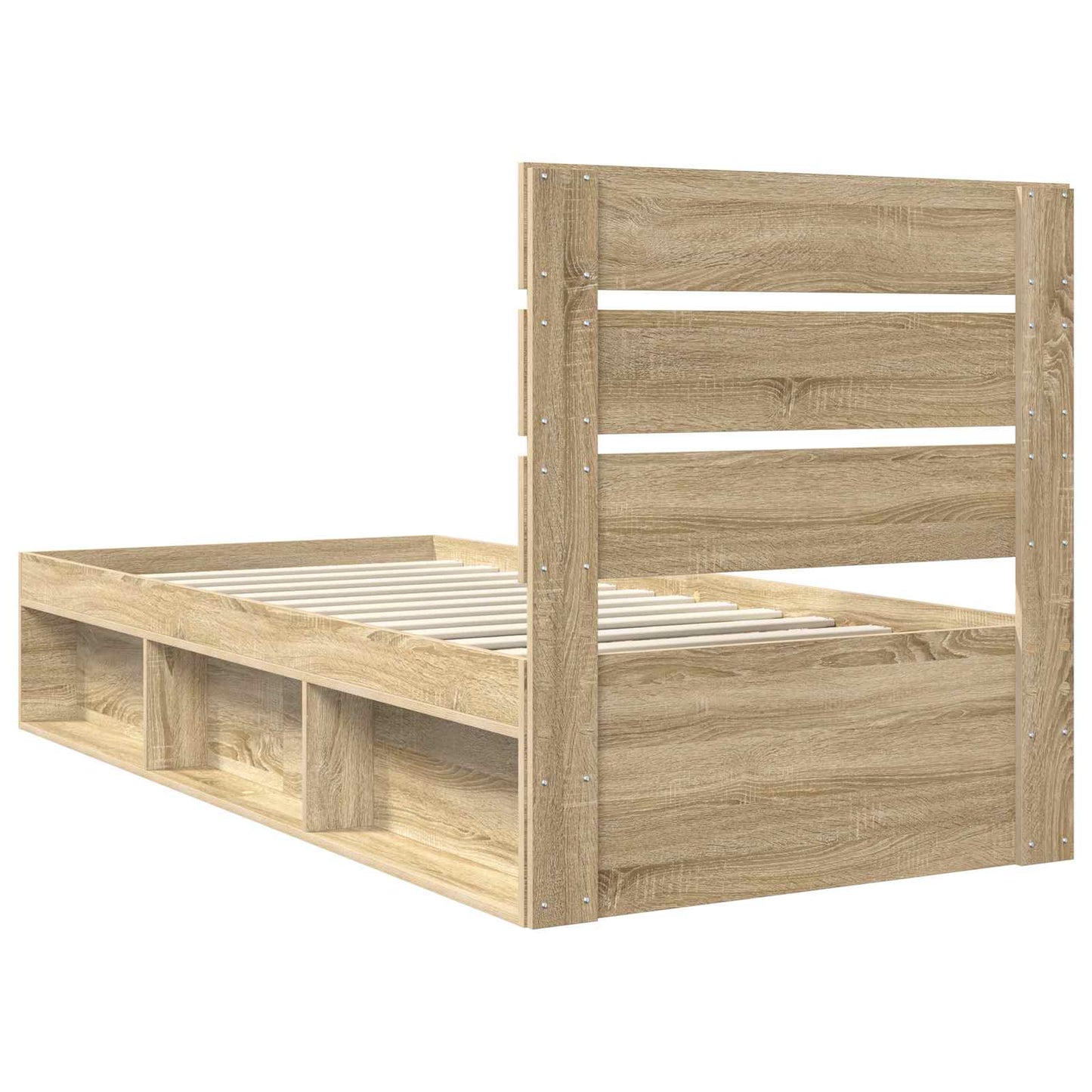 vidaXL Bed Frame with Headboard Sonoma 100 x 200 cm Solid Pine Wood