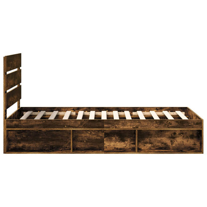 vidaXL Bed Frame Smoked Oak 100 x 200 cm Solid Pine Wood