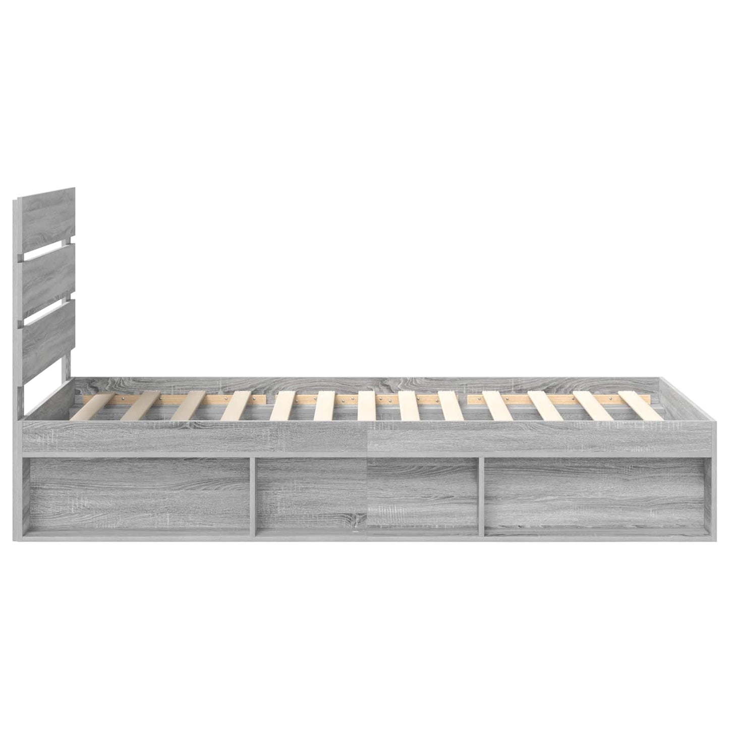 vidaXL Bed Frame Grey Sonoma 100 x 200 cm Solid Pine Wood
