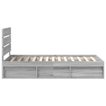 vidaXL Bed Frame Grey Sonoma 100 x 200 cm Solid Pine Wood