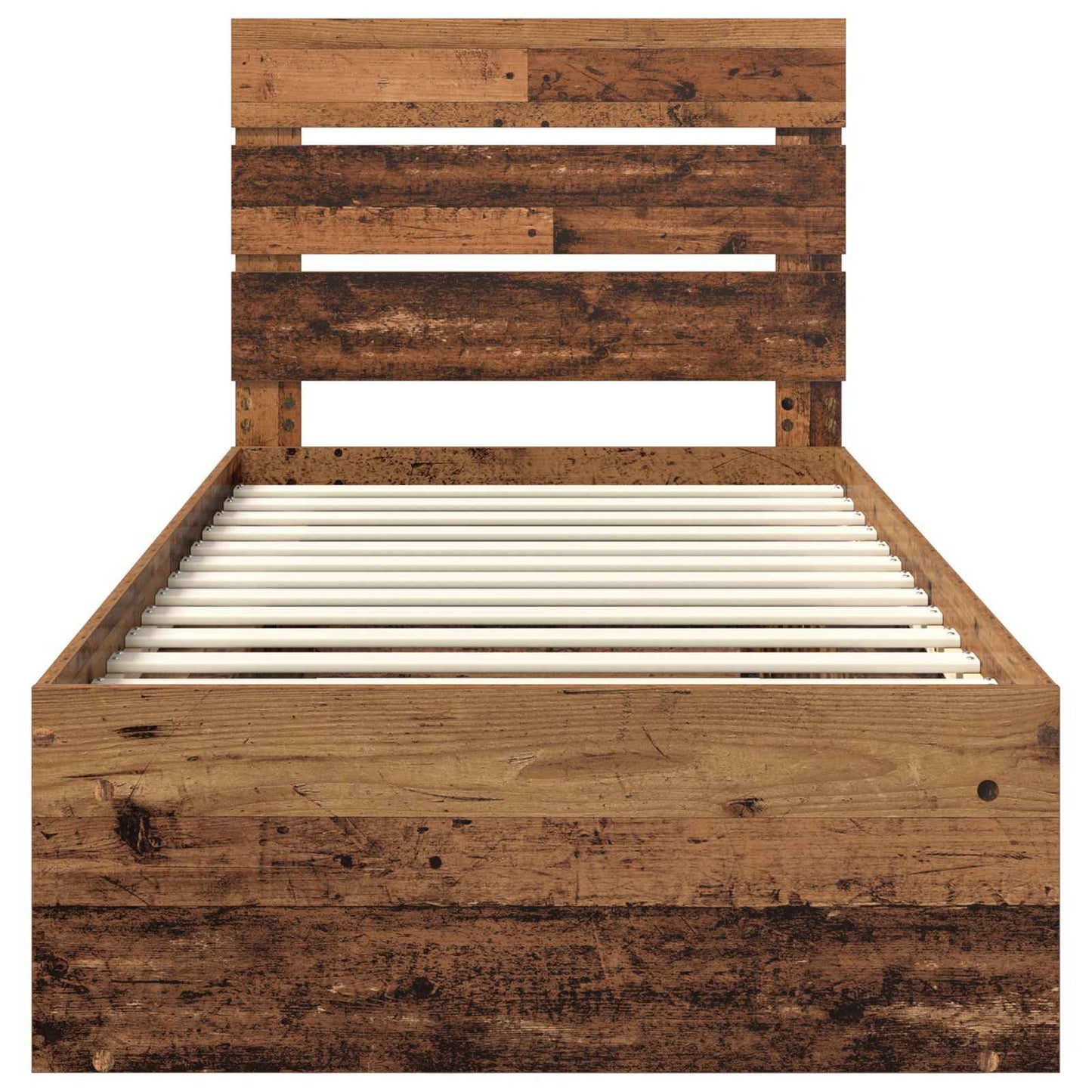 vidaXL Bed Frame with Headboard Old Wood 100 x 200 cm Solid Pine Wood