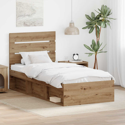 vidaXL Bed Frame Artisian Oak 100 x 200 cm Solid Pine Wood