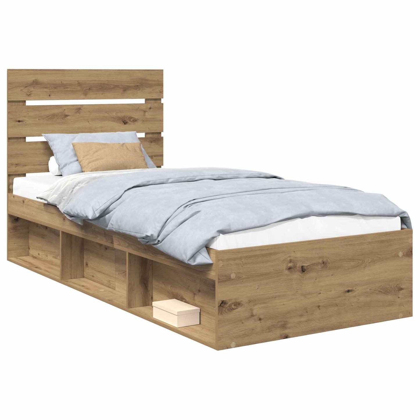 vidaXL Bed Frame Artisian Oak 100 x 200 cm Solid Pine Wood