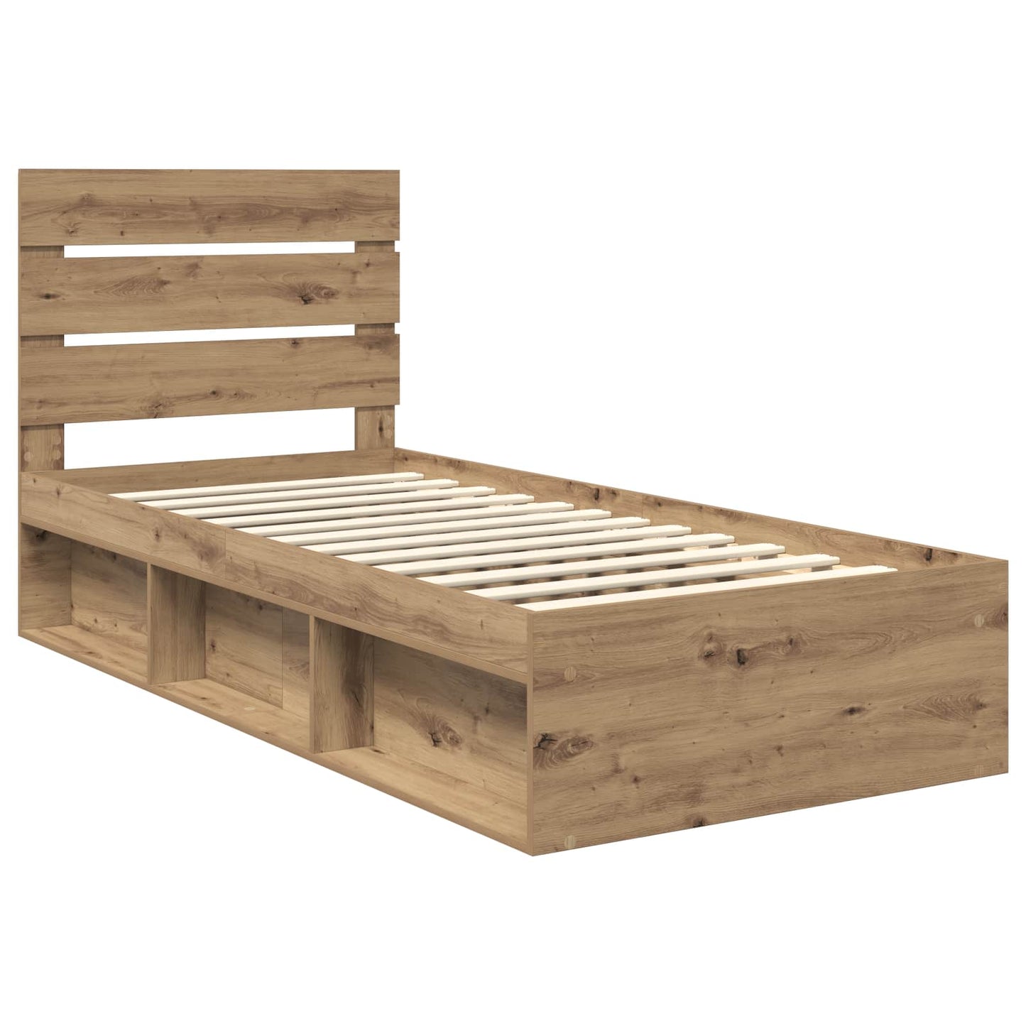 vidaXL Bed Frame Artisian Oak 100 x 200 cm Solid Pine Wood