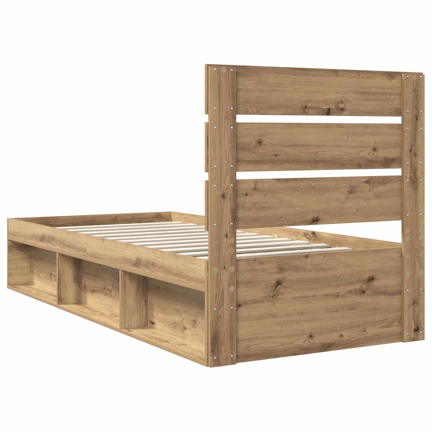 vidaXL Bed Frame Artisian Oak 100 x 200 cm Solid Pine Wood