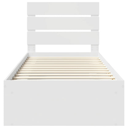vidaXL Bed Frame with Headboard White 90 x 200 cm Solid Pine Wood