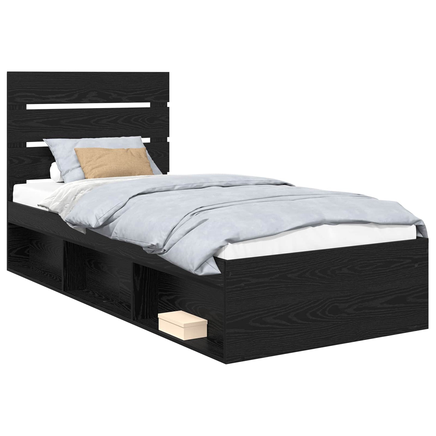 vidaXL Bed Frame with Headboard Black 90 x 200 cm Solid Pine Wood