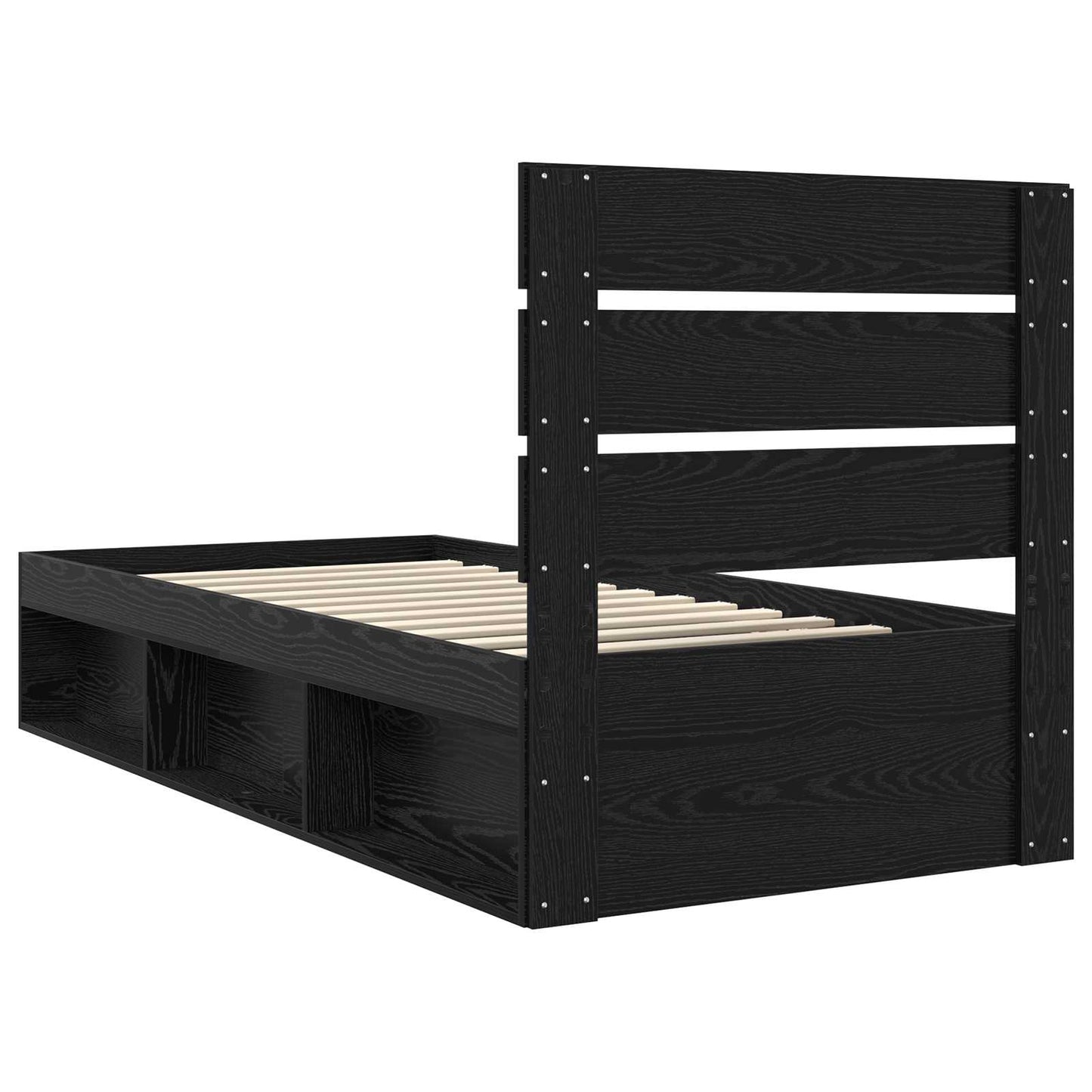 vidaXL Bed Frame with Headboard Black 90 x 200 cm Solid Pine Wood