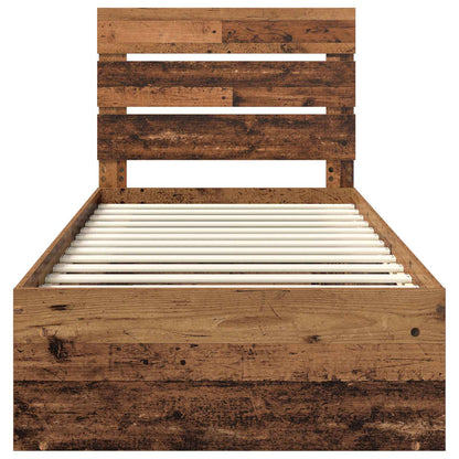 vidaXL Bed Frame with Headboard Old Wood 90 x 200 cm Solid Pine Wood