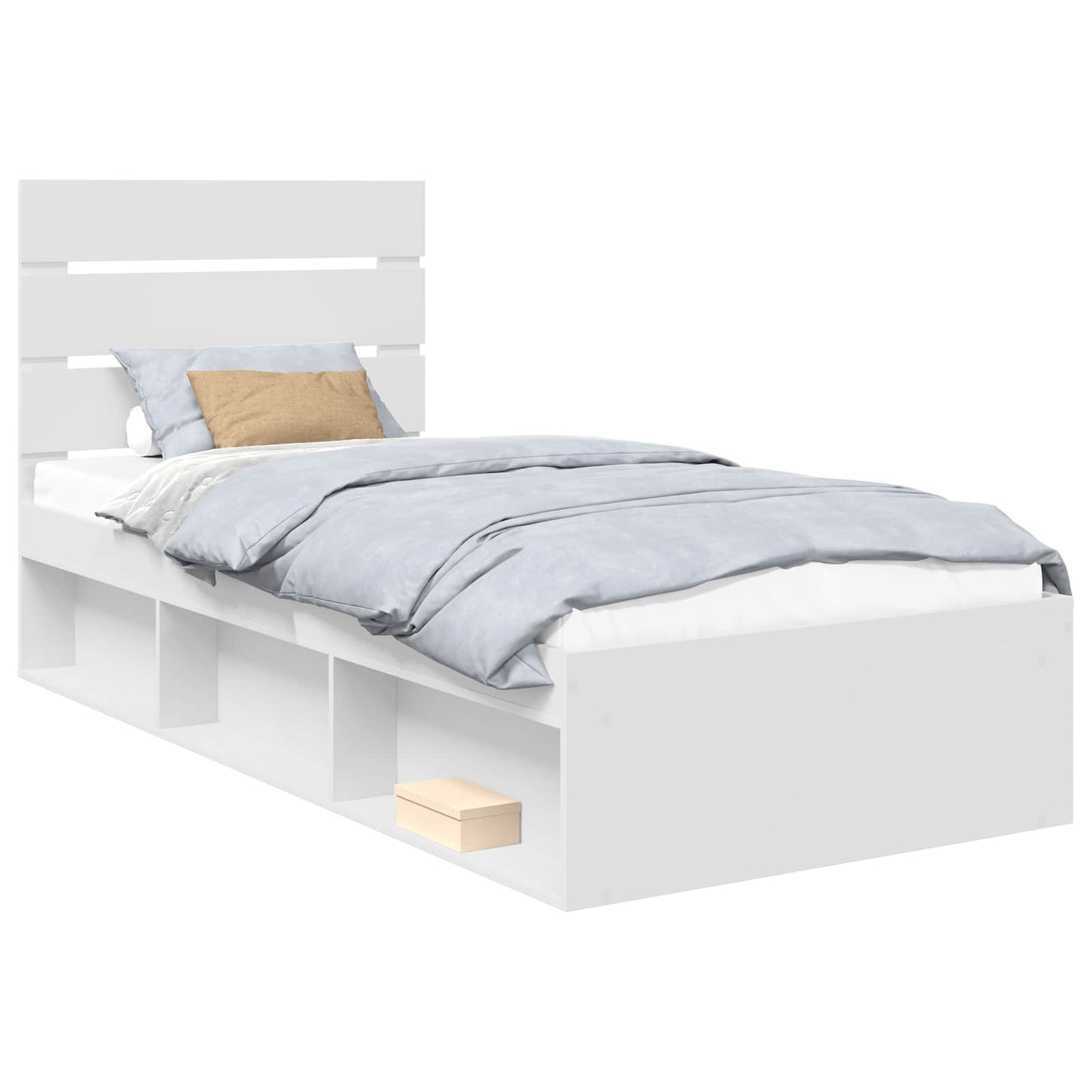 vidaXL Bed Frame with Headboard White 90 x 190 cm Solid Pine Wood