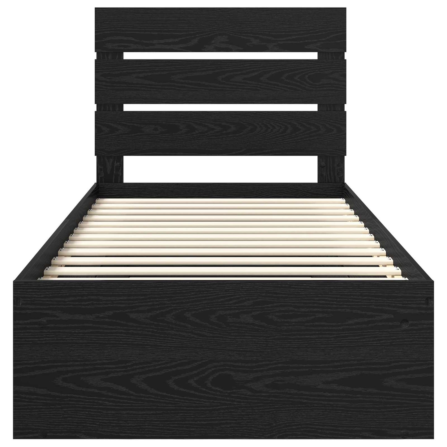 vidaXL Bed Frame with Headboard Black 90 x 190 cm Solid Pine Wood