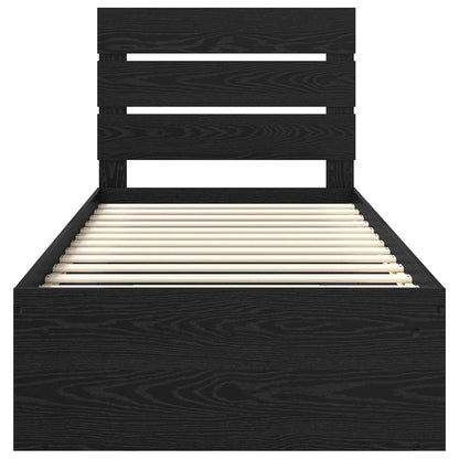 vidaXL Bed Frame with Headboard Black 90 x 190 cm Solid Pine Wood