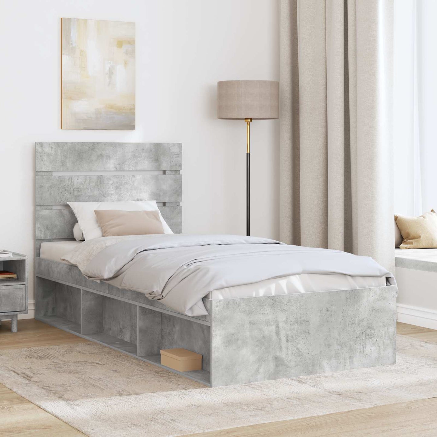 vidaXL Bed Frame Concerte Grey 90 x 190 cm Solid Pine Wood