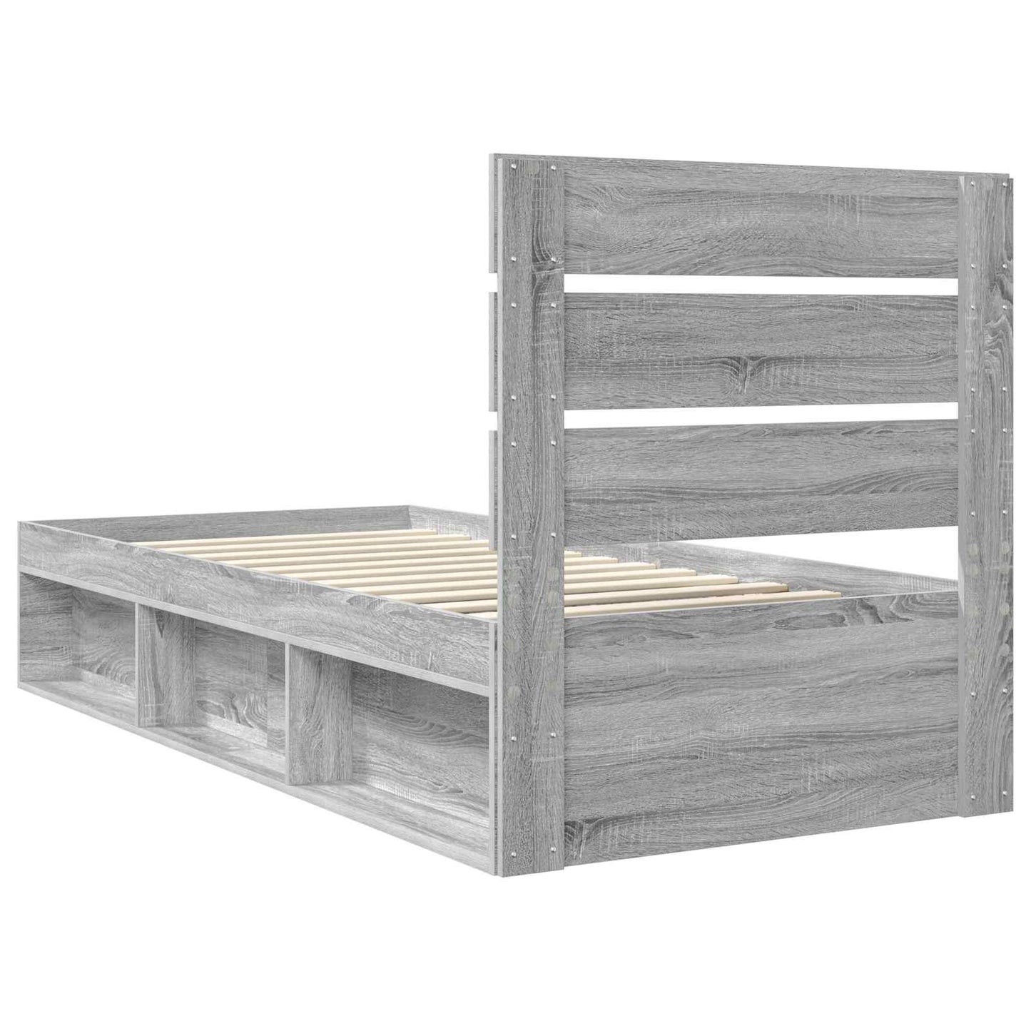 vidaXL Bed Frame Grey Sonoma 90 x 190 cm Solid Pine Wood