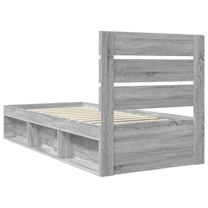 vidaXL Bed Frame Grey Sonoma 90 x 190 cm Solid Pine Wood