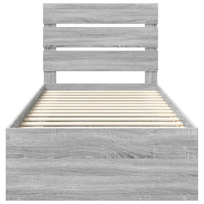 vidaXL Bed Frame Grey Sonoma 90 x 190 cm Solid Pine Wood