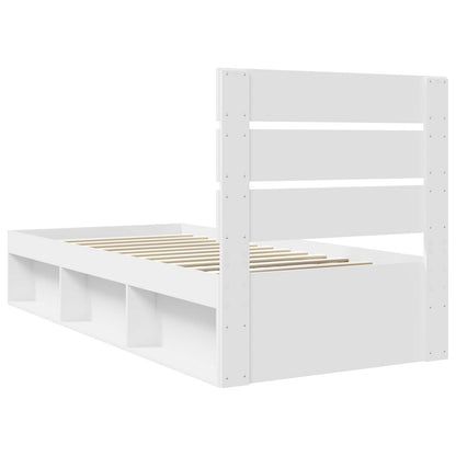 vidaXL Bed Frame with Headboard White 75 x 190 cm Solid Pine Wood