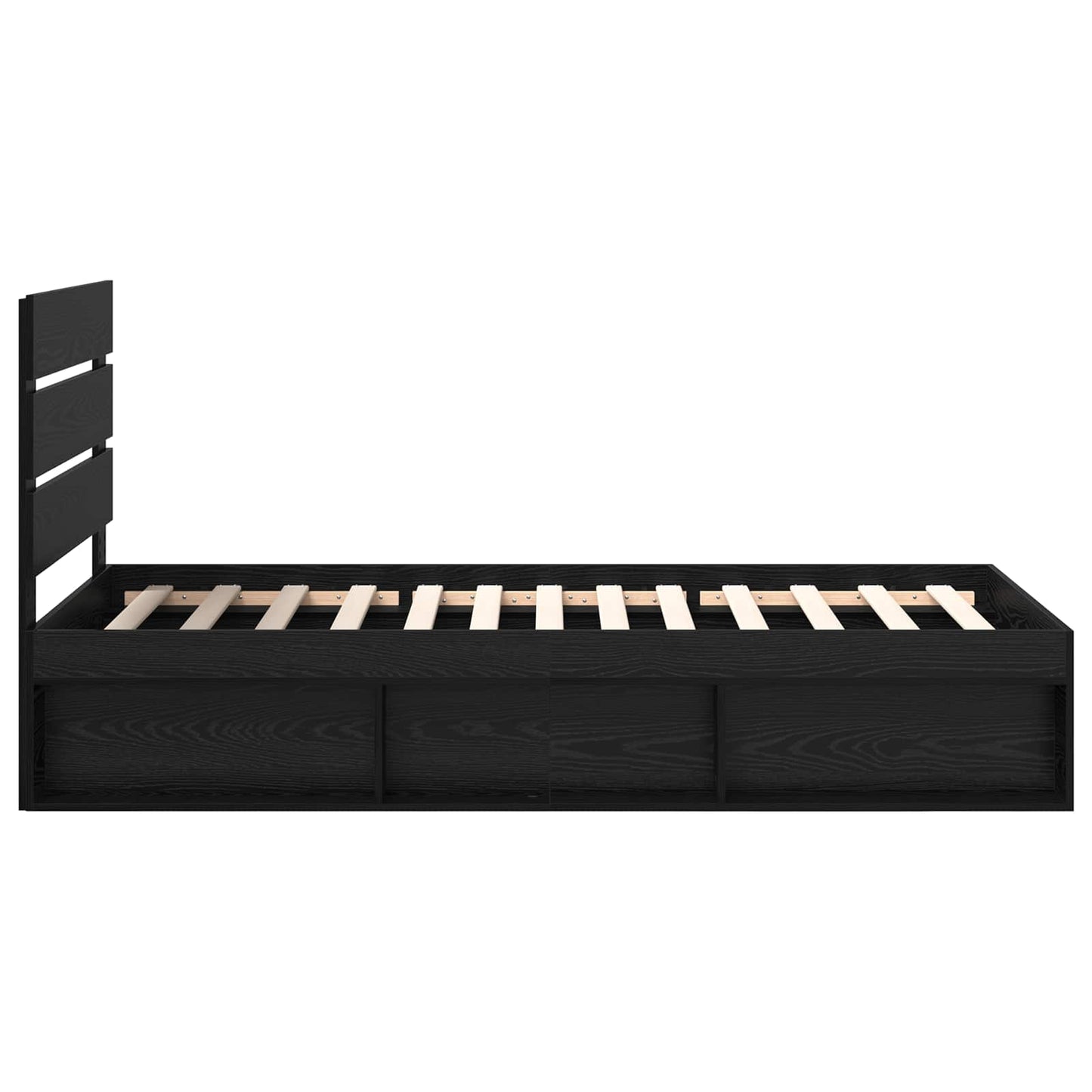 vidaXL Bed Frame with Headboard Black 75 x 190 cm Solid Pine Wood