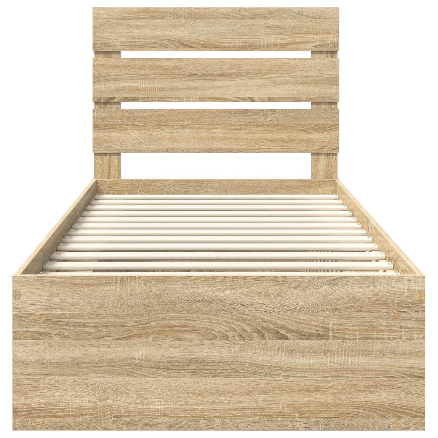 vidaXL Bed Frame with Headboard Sonoma Oak 75 x 190 cm Solid Pine Wood