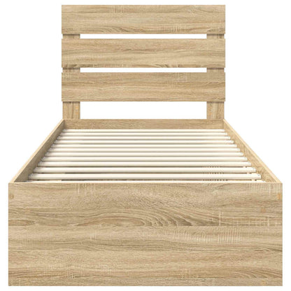 vidaXL Bed Frame with Headboard Sonoma Oak 75 x 190 cm Solid Pine Wood