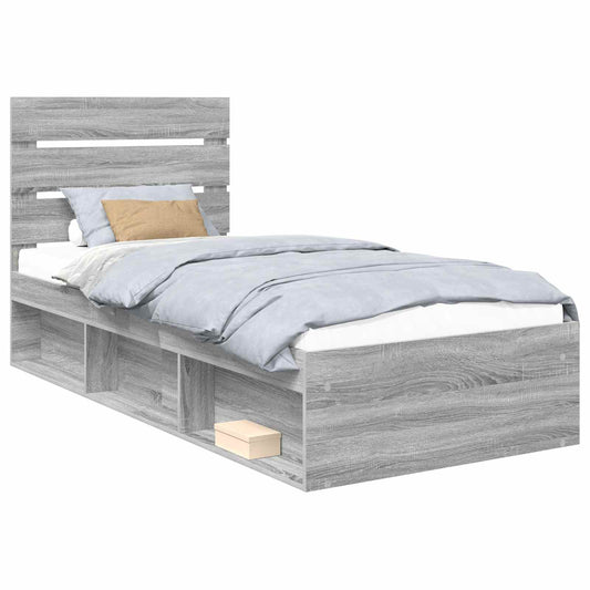 vidaXL Bed Frame Grey Sonoma 75 x 190 cm Solid Pine Wood