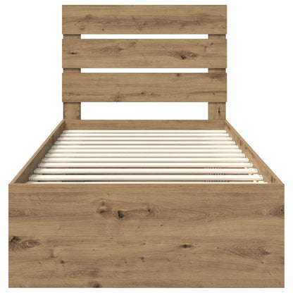 vidaXL Bed Frame Artisian Oak 75 x 190 cm Solid Pine Wood