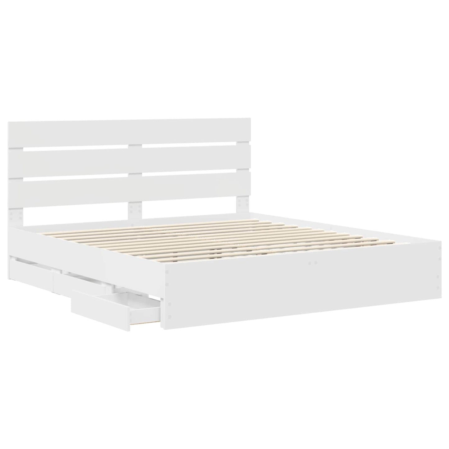 vidaXL Bed Frame with Drawer White 200 x 200 cm Engineer Wood