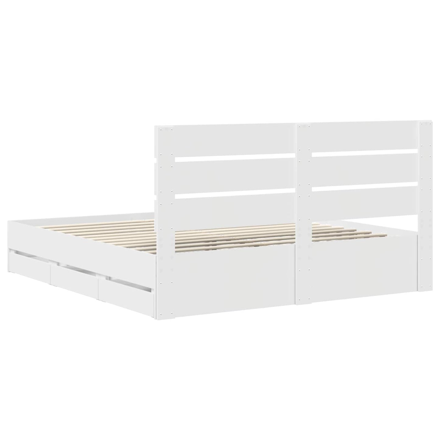 vidaXL Bed Frame with Drawer White 200 x 200 cm Engineer Wood