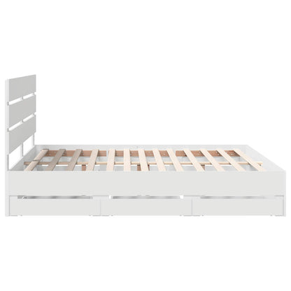 vidaXL Bed Frame with Drawer White 200 x 200 cm Engineer Wood