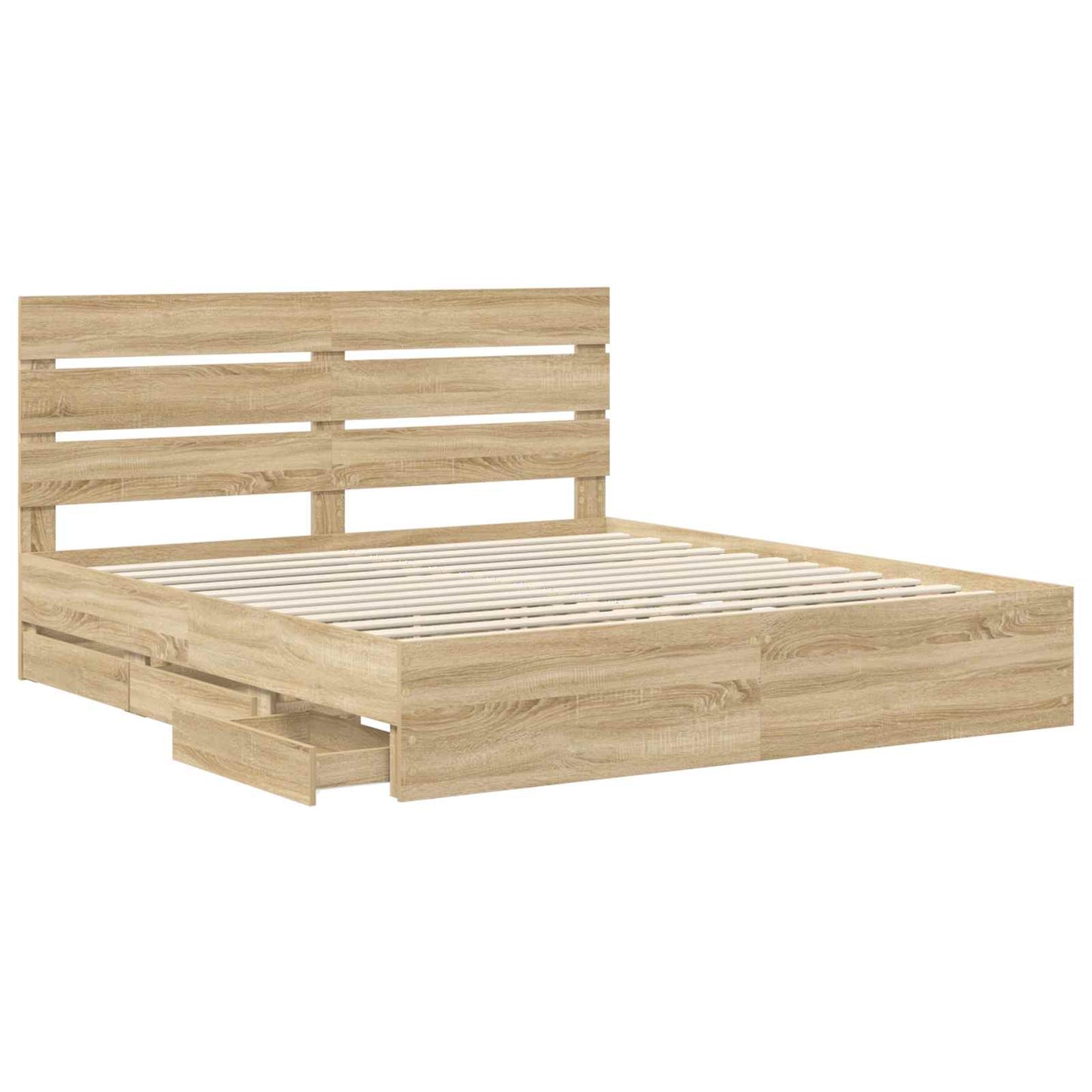 vidaXL Bed Frame with Drawer Sonoma Oak 200 x 200 cm Engineer Wood
