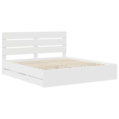vidaXL Bed Frame with Drawer White 180 x 200 cm Engineer Wood